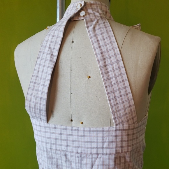 SUNNER Florent White Plaid/Brown Linen Romper - Picture 3 of 8